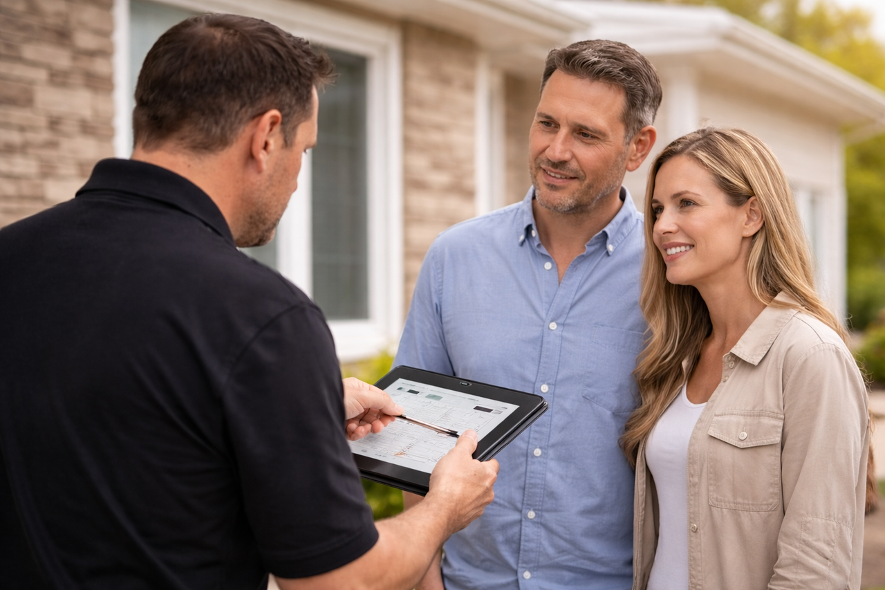 Inspection en bâtiment avec client